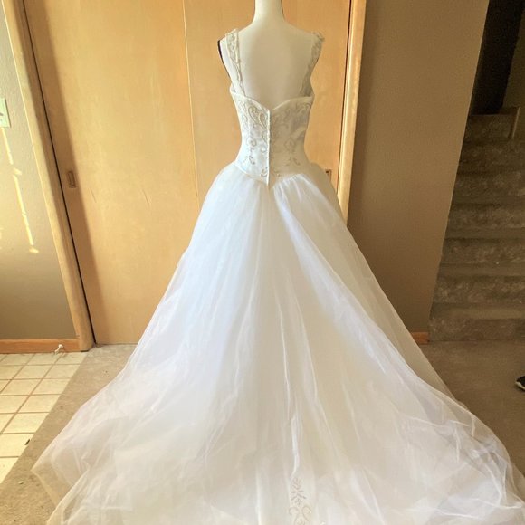 NWT Sz 10 Moonlight White Satin/Tulle Wedding Gown - Picture 12 of 14